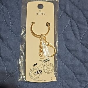 Mint Elegant Silver/White Bicycle Key Chain Bag Charm Gold Chain New